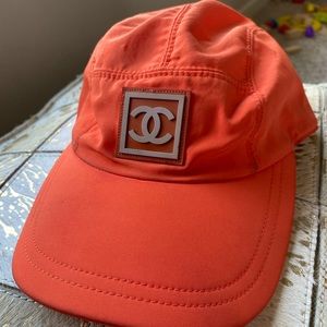 Orange Chanel baseball cap hat